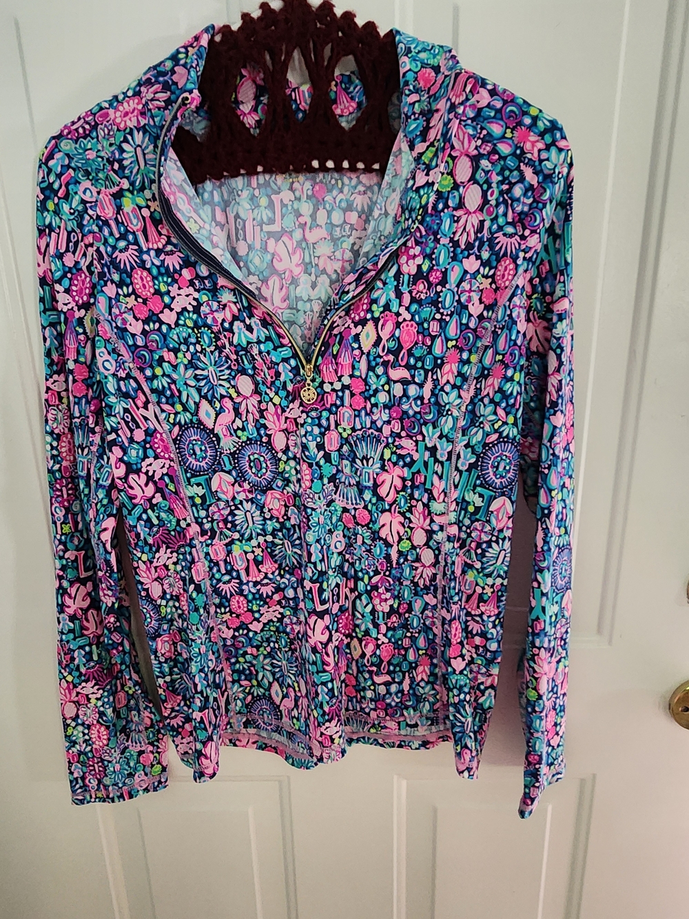 Lilly Pulitzer Floral Zip Hoodie - Pink & Blue & Teal